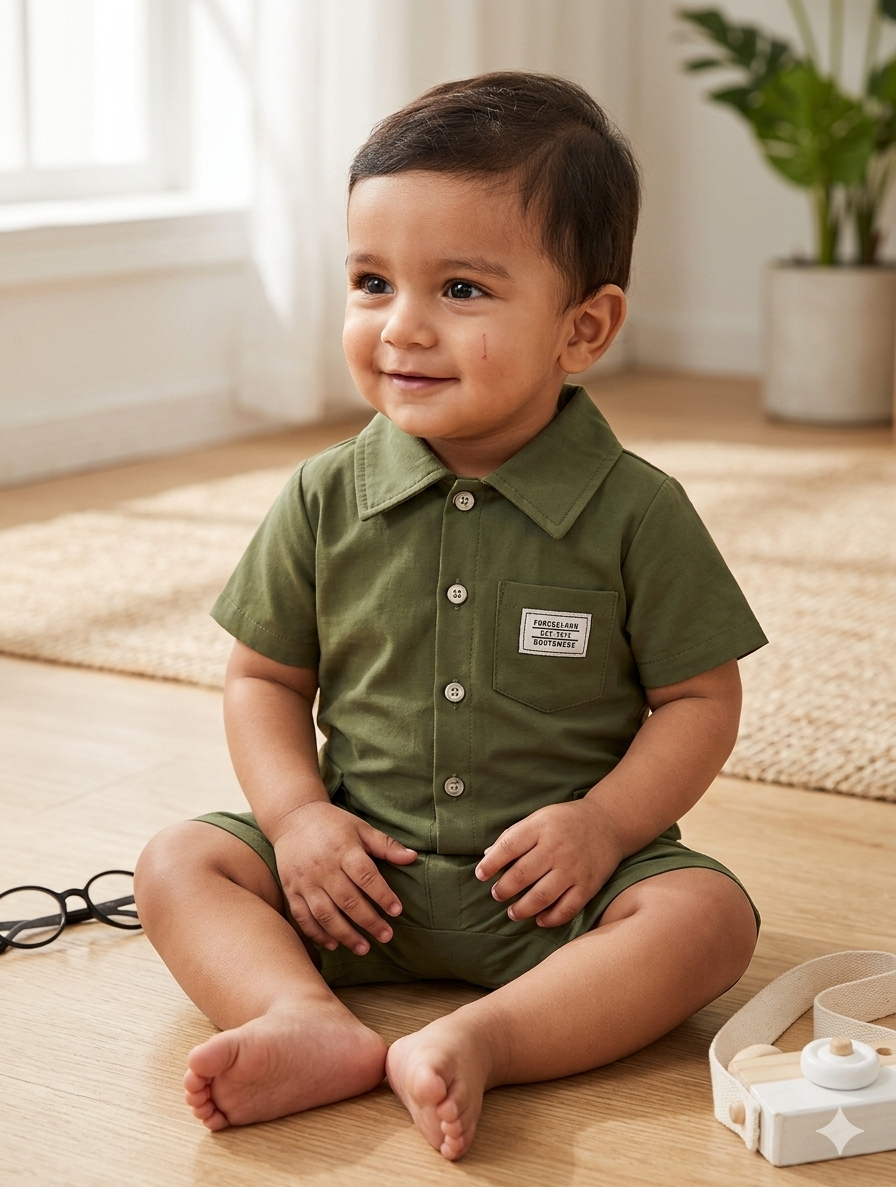 Terom-Little Boy Jumpsuit-Green