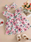 Terom-Blush Bloom Tiered Party Dress