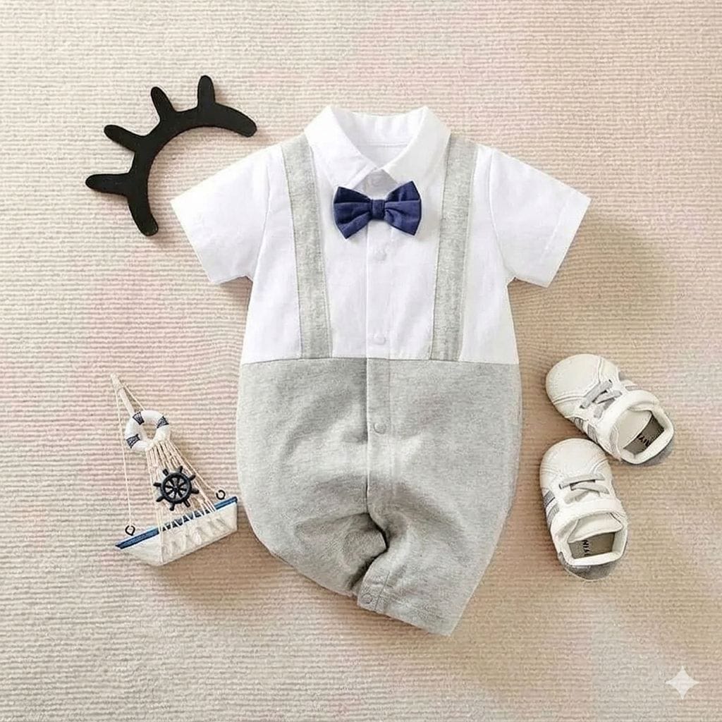 Terom-Polo Romper-Grey