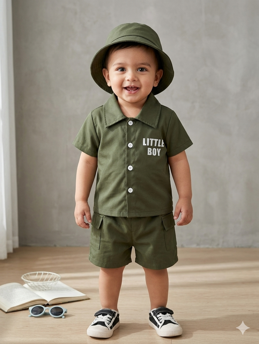 Terom-Little Gentleman Shirt Set-Green