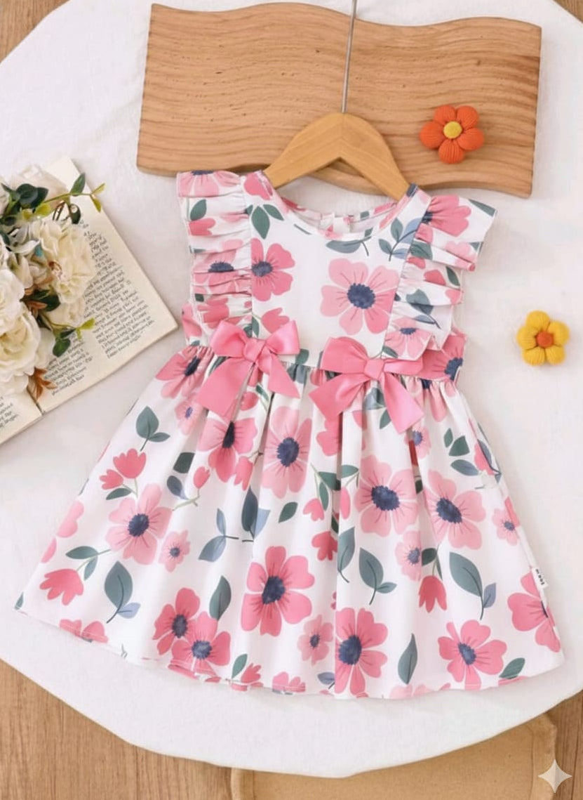 Terom-Baby Girl Bow Floral Dress
