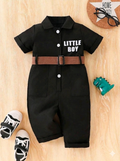Terom-Little Boy Jumpsuit With Belt-Black