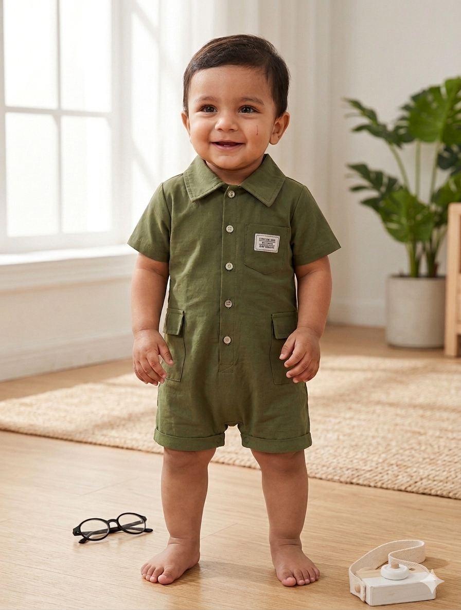 Terom-Little Boy Jumpsuit-Green