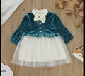Terom-Baby Girls Elegant Teal Velvet Tutu Dress