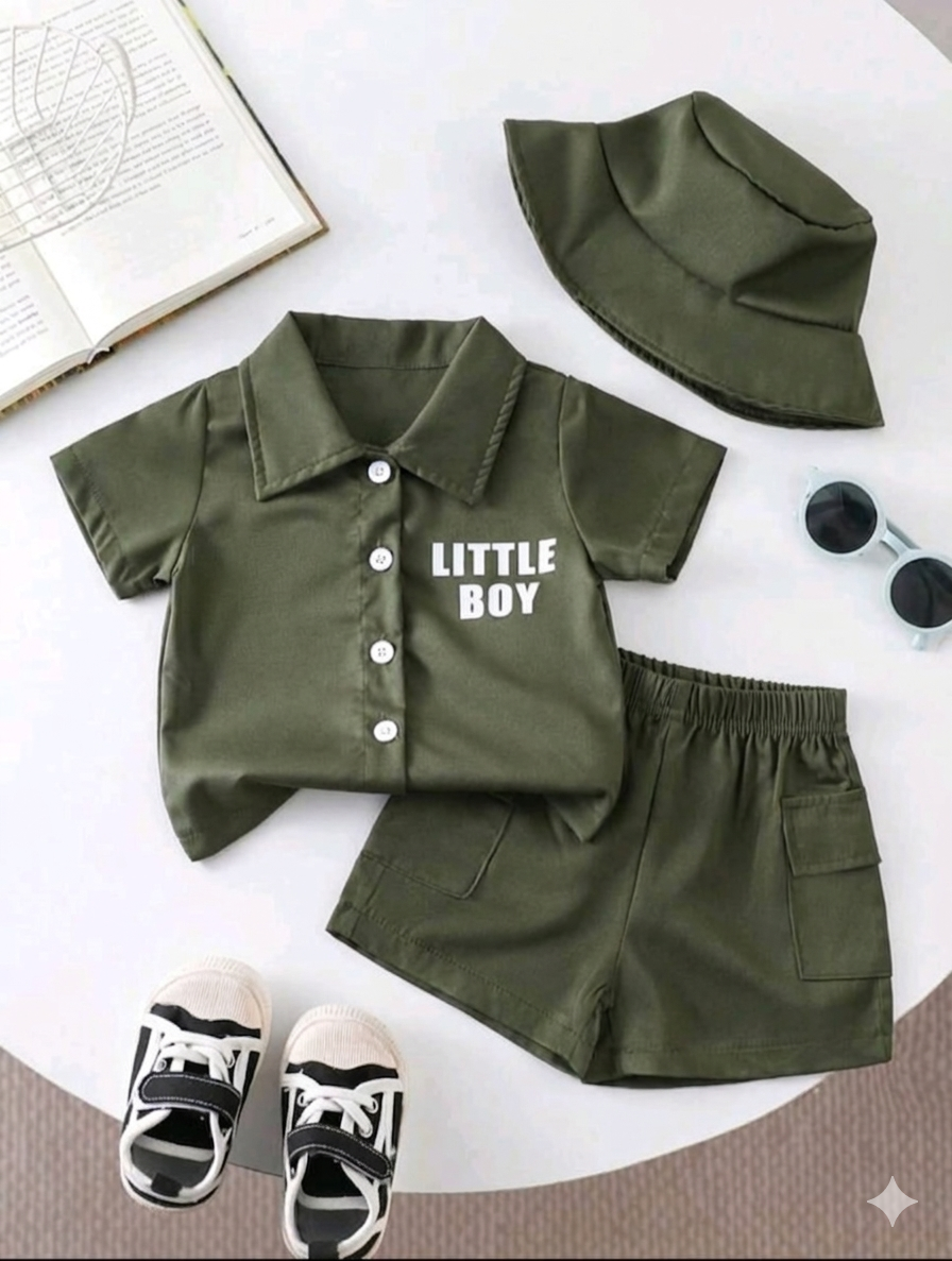 Terom-Little Gentleman Shirt Set-Green