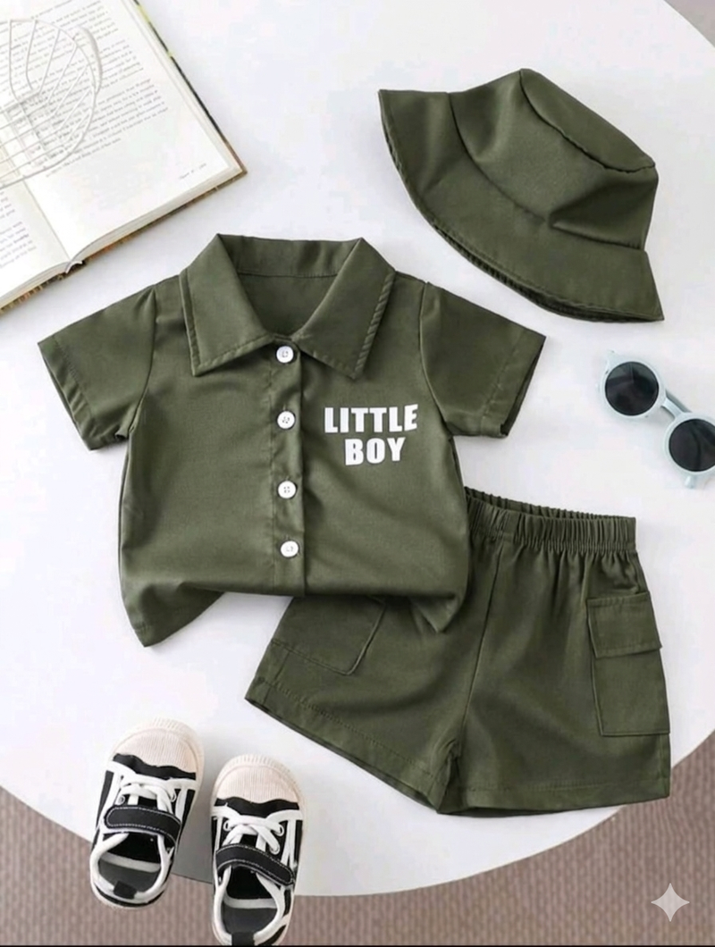 Terom-Little Gentleman Shirt Set-Green