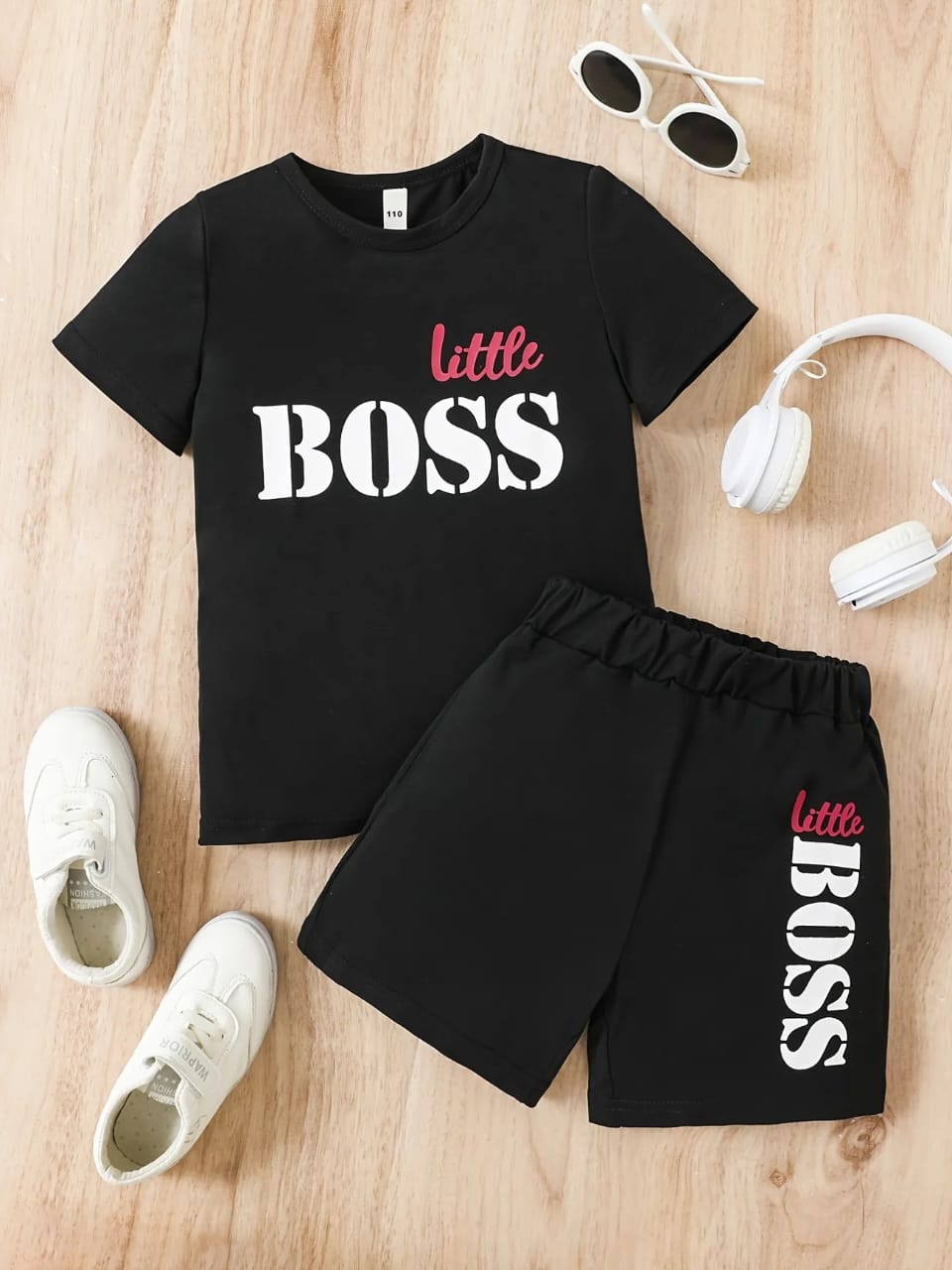 Terom-Little Boss Shirt Set-Black