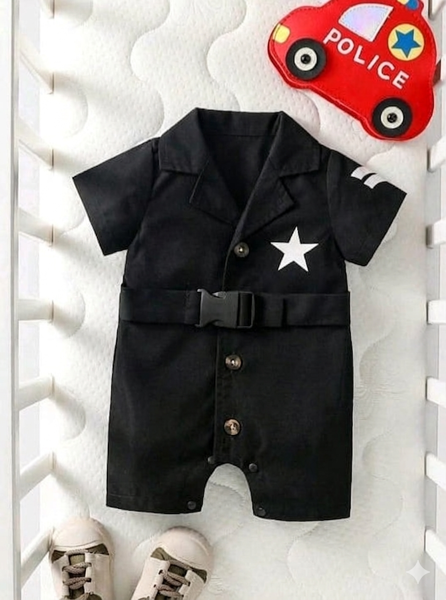 Terom-Little Boy Jumpsuit With Belt-Black