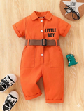 Terom-Little Boy Jumpsuit With Belt-Orange
