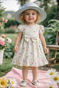Terom-Blush Meadow Puff-Sleeve Dress