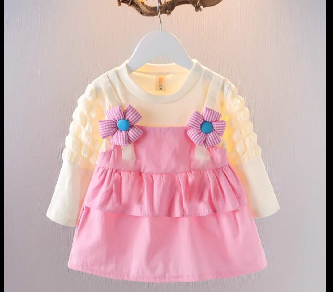 Terom-Baby Girl's Floral Applique Full Sleeve Party Dress